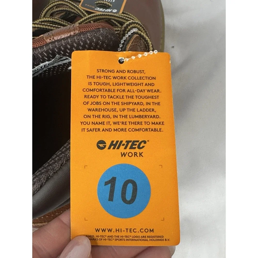 New Hi-Tec X-T Steel Toe Work Boots Mens Tan Waterproof Slip Resistant Size 10